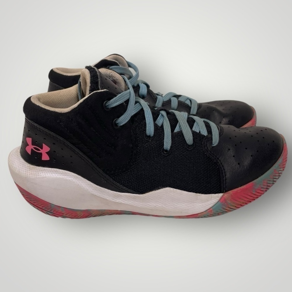 Under Armour Kids' Black Athletic Sneakers with Pink Logo